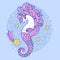 Seahorse unicorn with long mane. A magical sea animal. Vector