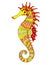 Seahorse - vector linear full color zentangle illustration - with sea animal living in the ocean. Template for stained glass, bati