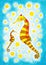 Seahorses, childs drawing, watercolor painting