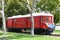 SEAL BEACH, CALIFORNIA - 16 jul 2021: Pacific Electric Red Car Museum in Electric Avenue Meridian Park