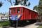 SEAL BEACH, CALIFORNIA - 16 jul 2021: Pacific Electric Red Car Museum in Electric Avenue Meridian Park