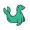 Seal green color icon. Pinniped mammal. Antarctic sea lion. Polar fauna. Oceanography and zoology. Aquatic ocean animal