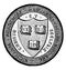 The seal of Harvard University in Massachusetts, with motto VERITAS, vintage illustration