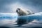 Seal on the ice of the lake. Generative AI