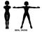 Seal Jacks. Sport exersice. Silhouettes of woman doing exercise. Workout, training