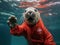 Seal lifeguard twirling whistle