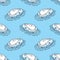 Seal Seamless Pattern vector walrus sea lion sleep on ice iceberg isolated wallpaper background blue