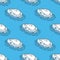 Seal Seamless Pattern vector walrus sea lion sleep on ice isolated wallpaper background blue