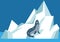 Seal sits on ice floe and relax. Wild animal resting on glacier in antarctica vector illustration