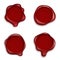 Seal wax. Original waxed rubber old vintage red approve stamps. Round red empty imprints top view, diploma, envelope or