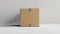 Sealed cardboard box standing against a plain background.