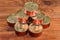 Sealed tin cans of canned fish on a rustic table