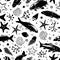 Sealife linocut style nautical pattern.