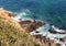 Seals at Malibu, emerald and blue water in a quite paradise beach surrounded by cliffs. Dume Cove, Malibu, California, CA