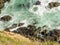 Seals at Malibu, emerald and blue water in a quite paradise beach surrounded by cliffs. Dume Cove, Malibu, California, CA