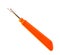 Seam ripper with orange plastic handle on white
