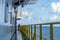 A seaman overlooking an oilfield onboard a construction work barge