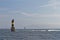 Seamark and lighthouse near Molene Island - FinistÃ¨re, Brittany