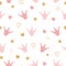 Seamess pattern crowns and hearts. Vector baby girl wallpaper Little princess design