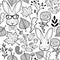 Seamles black and white pattern with rabbits.