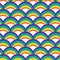 Seamles geometric pattern with colorful rainbows for textile.