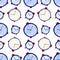 Seamles watercolor pattern of watches on white background