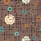 Seamless 1950s retro pattern of lines and circles