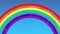 Seamless 4K Animation Of Rainbow With Sparkles On The Blue Sky.