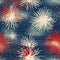 Seamless 4th of July independence day fireworks pattern in traditional red, white and blue colors. Modern usa stylish