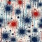 Seamless 4th of July independence day fireworks pattern in traditional red, white and blue colors. Modern usa stylish