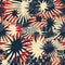 Seamless 4th of July independence day fireworks pattern in traditional red, white and blue colors. Modern usa stylish