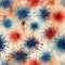 Seamless 4th of July independence day fireworks pattern in traditional red, white and blue colors. Modern usa stylish