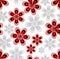 Seamless abstract background with red and gray flower patterns