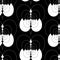 Seamless abstract black and white pattern with multiple hearts