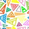 Seamless abstract colorful pattern on white background. Vector doodle image. Graphic triangles  ornament.