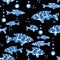 Seamless abstract fishes marine pattern background