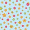 Seamless abstract floral color spring pattern on blue background