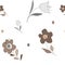 Seamless abstract floral pattern. Beige and white vector background. Geometric leaf ornament.