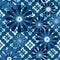 Seamless abstract floral pattern on white navy