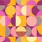 Seamless abstract geometric modern pattern. Retro bauhaus design of circles, squares and textures.