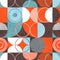 Seamless abstract geometric modern pattern. Retro bauhaus design of circles, squares and textures.