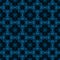 Seamless abstract geometric pattern of lines. Repeating decor of blue thorns on a dark black background for the design of textiles