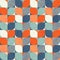 Seamless abstract geometric pattern. Retro bauhaus design of circles, squares and textures.