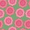 Seamless abstract hand-drawn oriental doddle pattern, pink, red and green color