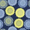 Seamless abstract hand-drawn oriental doddle pattern, yellow, and blue color