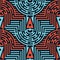 Seamless Abstract Maze Pattern in Blue and Red Colors