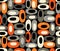 Seamless abstract mid century modern pattern of organic oval shapes.