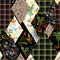 Seamless abstract patchwork plaid patches pattern dark