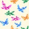 Seamless abstract pattern with birds, fishes and butterflies.