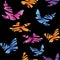 Seamless abstract pattern with birds, fishes and butterflies.